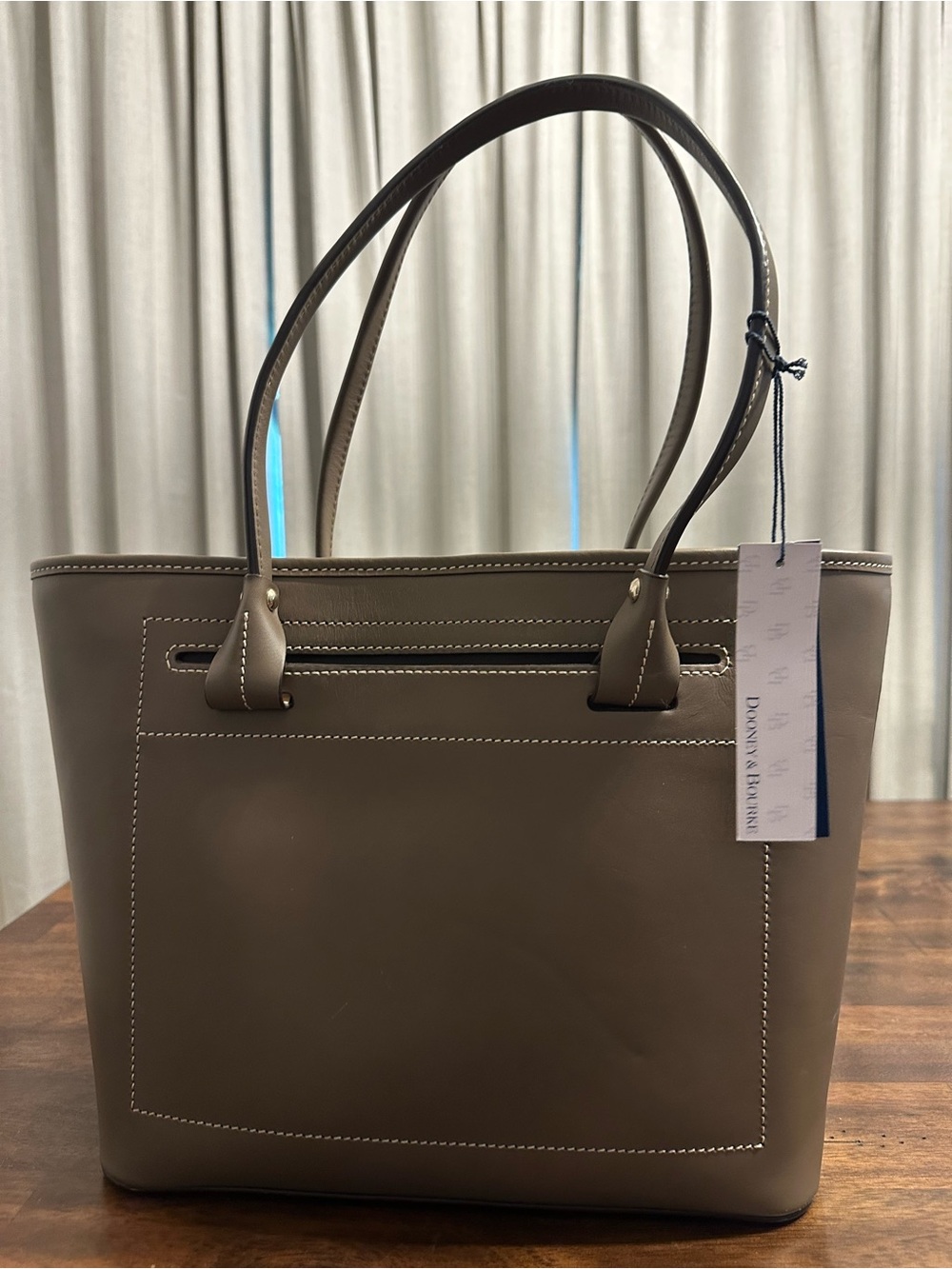 Dooney & Bourke Taupe Brown Leather Tote - Picture 2 of 13